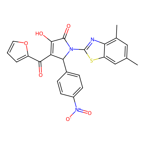 (4E)-1-(4,6-dimethyl-1,3-benzothiazol-2-yl)-4-[furan-2-yl(hydroxy)methylidene]-5-(4-nitrophenyl)pyrrolidine-2,3-dione structure