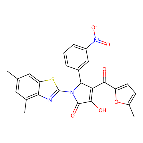 (4E)-1-(4,6-dimethyl-1,3-benzothiazol-2-yl)-4-[hydroxy(5-methylfuran-2-yl)methylidene]-5-(3-nitrophenyl)pyrrolidine-2,3-dione structure