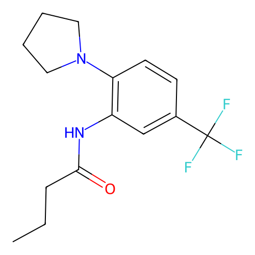 N-[2-pyrrolidinyl-5-(trifluoromethyl)phenyl]butanamide structure