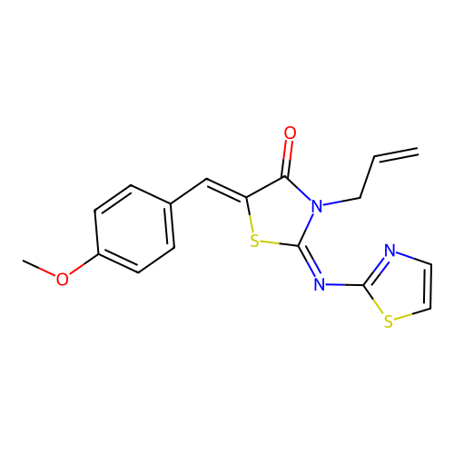 (2E,5Z)-3-allyl-5-(4-methoxybenzylidene)-2-(thiazol-2-ylimino)thiazolidin-4-one structure