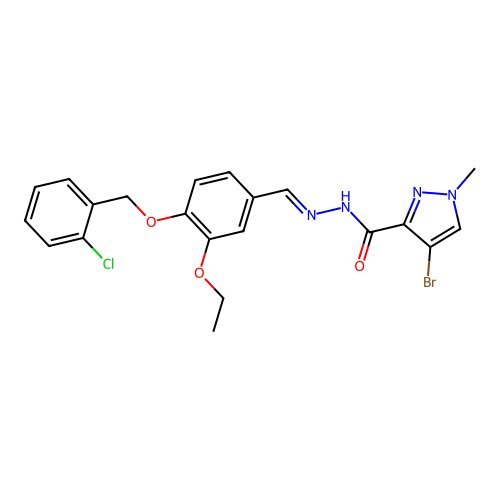 4-bromo-N'-{4-[(2-chlorobenzyl)oxy]-3-ethoxybenzylidene}-1-methyl-1H-pyrazole-3-carbohydrazide structure