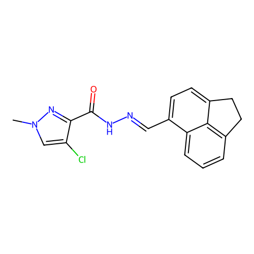 4-chloro-N'-(1,2-dihydro-5-acenaphthylenylmethylene)-1-methyl-1H-pyrazole-3-carbohydrazide structure