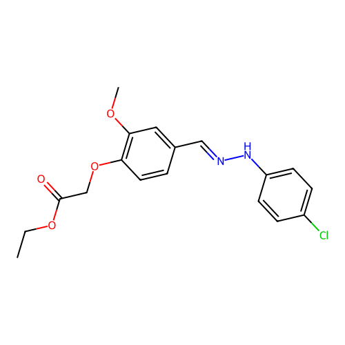 ethyl (4-{(E)-[2-(4-chlorophenyl)hydrazinylidene]methyl}-2-methoxyphenoxy)acetate structure