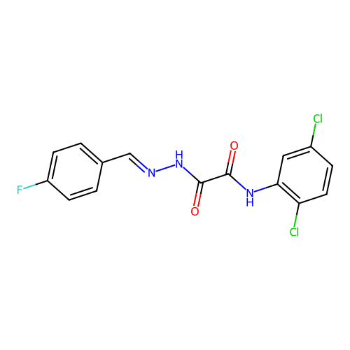 N-(2,5-dichlorophenyl)-N'-[(E)-(4-fluorophenyl)methylideneamino]oxamide structure