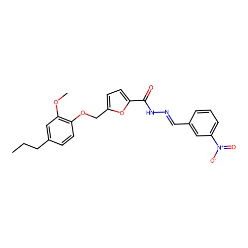 N'-{3-nitrobenzylidene}-5-[(2-methoxy-4-propylphenoxy)methyl]-2-furohydrazide structure