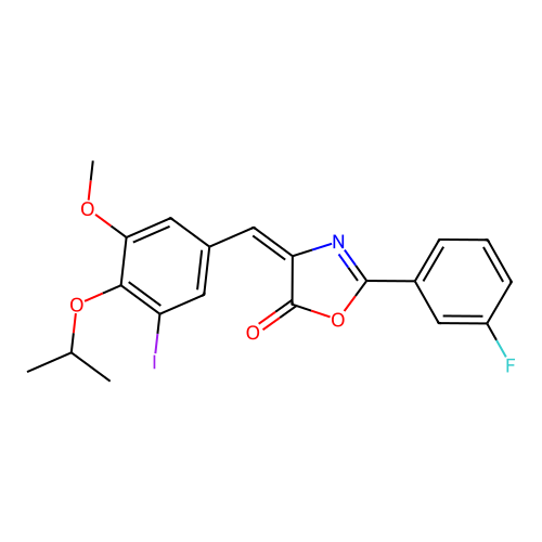 2-(3-fluorophenyl)-4-(3-iodo-4-isopropoxy-5-methoxybenzylidene)-1,3-oxazol-5(4H)-one structure