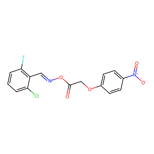 (1E)-2-(2-chloro-6-fluorophenyl)-1-azavinyl 2-(4-nitrophenoxy)acetate structure