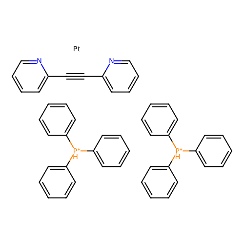 Platinum,2-(2-pyridin-2-ylethynyl)pyridine,triphenylphosphanium structure