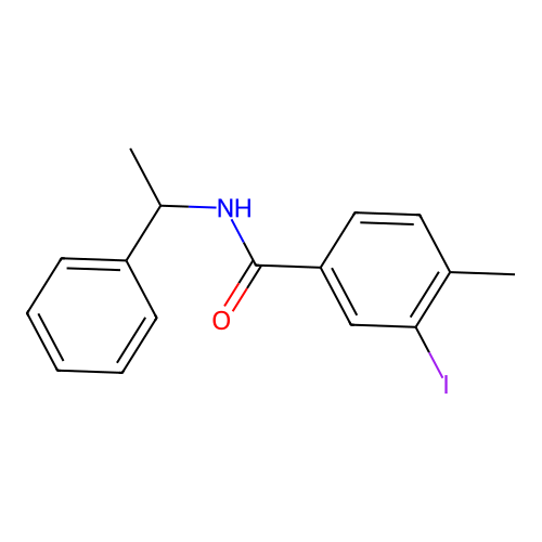 3-iodo-4-methyl-N-(1-phenylethyl)benzamide structure