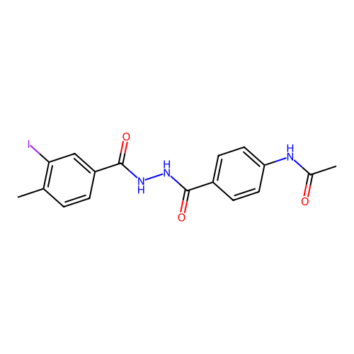 N-[4-({2-[(3-iodo-4-methylphenyl)carbonyl]hydrazinyl}carbonyl)phenyl]acetamide structure