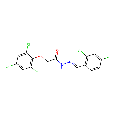 N-[(E)-(2,4-dichlorophenyl)methylideneamino]-2-(2,4,6-trichlorophenoxy)acetamide structure