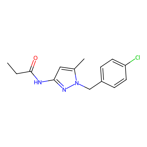 N-[1-(4-chlorobenzyl)-5-methyl-1H-pyrazol-3-yl]propanamide structure