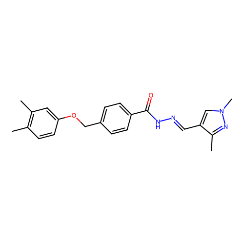 4-[(3,4-dimethylphenoxy)methyl]-N'-[(1,3-dimethyl-1H-pyrazol-4-yl)methylene]benzohydrazide structure