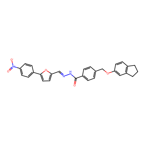 4-(2,3-dihydro-1H-inden-5-yloxymethyl)-N-[(E)-[5-(4-nitrophenyl)furan-2-yl]methylideneamino]benzamide structure