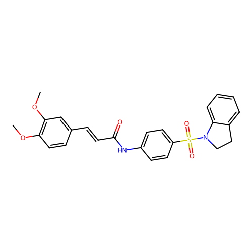 (E)-N-[4-(2,3-dihydroindol-1-ylsulfonyl)phenyl]-3-(3,4-dimethoxyphenyl)prop-2-enamide structure