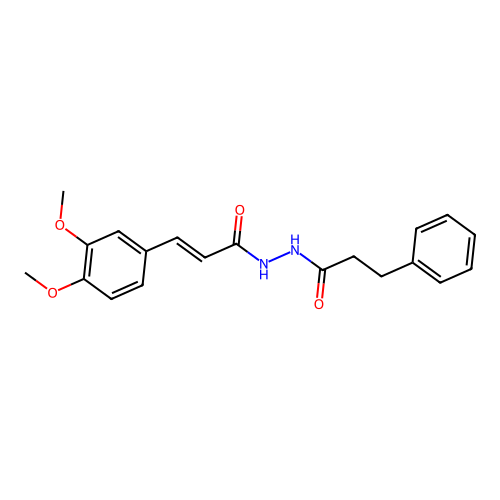 (2E)-3-(3,4-dimethoxyphenyl)-N'-(3-phenylpropanoyl)prop-2-enehydrazide structure