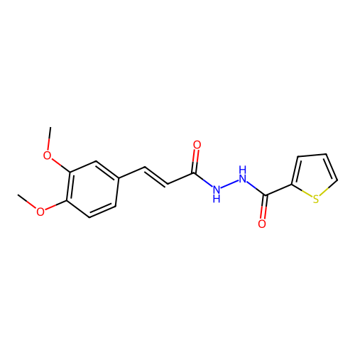 N'-[(2E)-3-(3,4-dimethoxyphenyl)prop-2-enoyl]thiophene-2-carbohydrazide structure