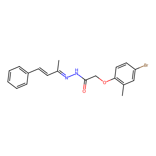 2-(4-bromo-2-methylphenoxy)-N'-(1-methyl-3-phenyl-2-propenylidene)acetohydrazide structure