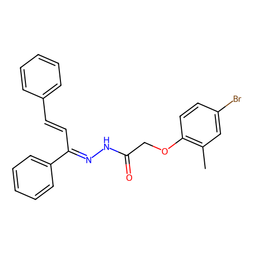 2-(4-bromo-2-methylphenoxy)-N'-(1,3-diphenyl-2-propen-1-ylidene)acetohydrazide structure