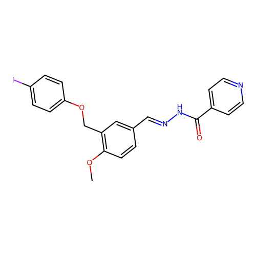 N-[(E)-[3-[(4-iodophenoxy)methyl]-4-methoxyphenyl]methylideneamino]pyridine-4-carboxamide structure