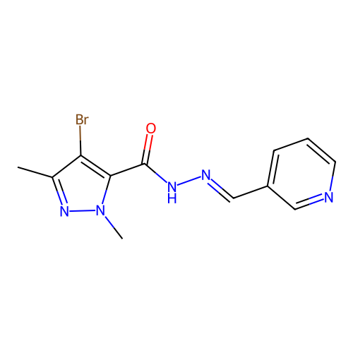 4-bromo-2,5-dimethyl-N-[(E)-pyridin-3-ylmethylideneamino]pyrazole-3-carboxamide structure
