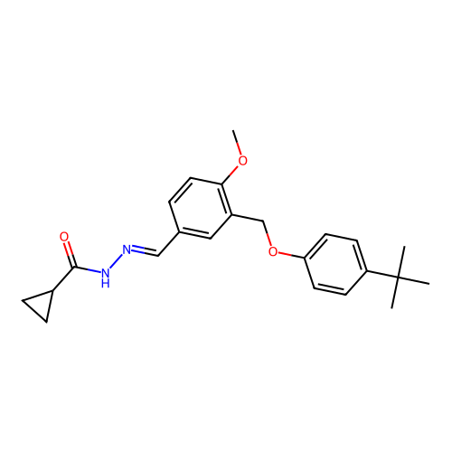 N-[(E)-[3-[(4-tert-butylphenoxy)methyl]-4-methoxyphenyl]methylideneamino]cyclopropanecarboxamide structure