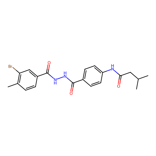 N-(4-{[2-(3-bromo-4-methylbenzoyl)hydrazino]carbonyl}phenyl)-3-methylbutanamide structure