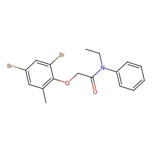 2-(2,4-dibromo-6-methylphenoxy)-N-ethyl-N-phenylacetamide structure