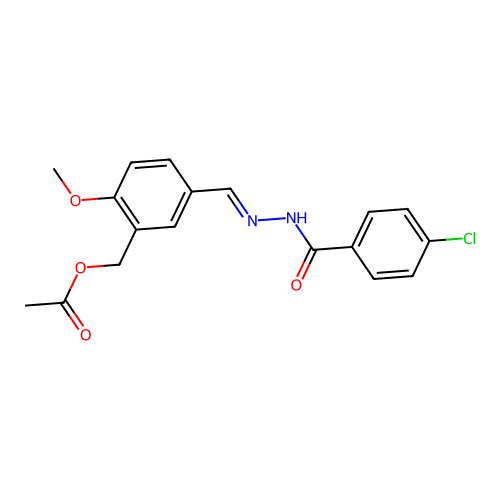 [5-[(E)-[(4-chlorobenzoyl)hydrazinylidene]methyl]-2-methoxyphenyl]methyl acetate structure