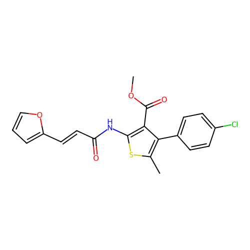 methyl 4-(4-chlorophenyl)-2-[[(E)-3-(furan-2-yl)prop-2-enoyl]amino]-5-methylthiophene-3-carboxylate structure