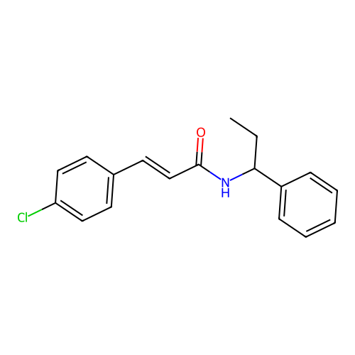 (E)-3-(4-chlorophenyl)-N-(1-phenylpropyl)prop-2-enamide structure