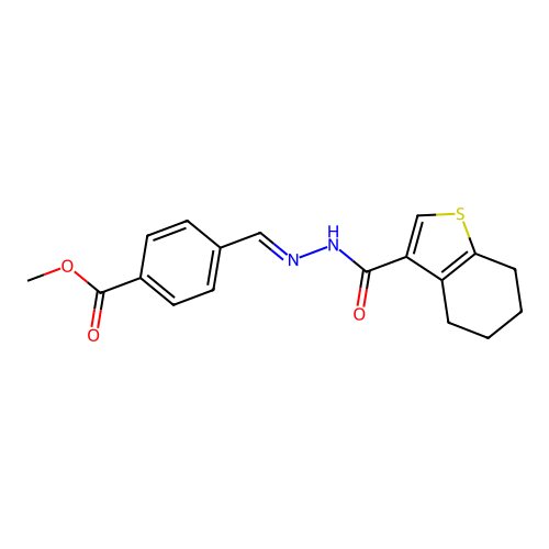 methyl 4-[(E)-(4,5,6,7-tetrahydro-1-benzothiophene-3-carbonylhydrazinylidene)methyl]benzoate structure