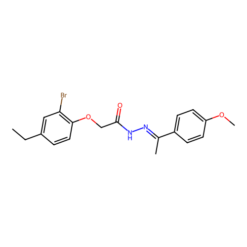 2-(2-bromo-4-ethylphenoxy)-N'-[(1E)-1-(4-methoxyphenyl)ethylidene]acetohydrazide structure