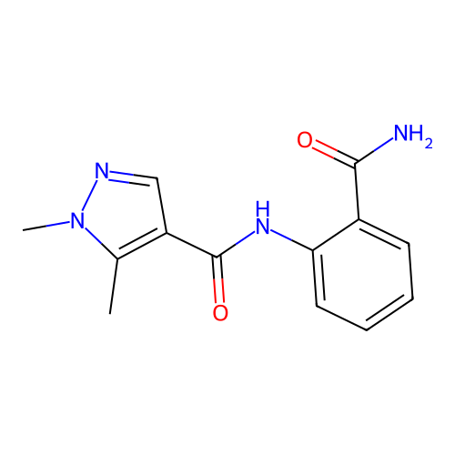 N-[2-(Aminocarbonyl)phenyl]-1,5-dimethyl-1H-pyrazole-4-carboxamide structure