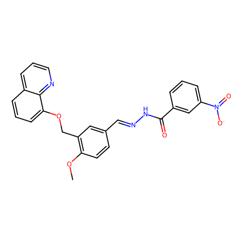N-[(E)-[4-methoxy-3-(quinolin-8-yloxymethyl)phenyl]methylideneamino]-3-nitrobenzamide structure