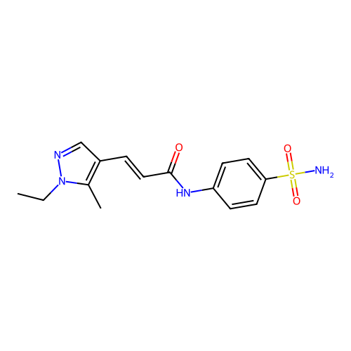 (E)-3-(1-ethyl-5-methylpyrazol-4-yl)-N-(4-sulfamoylphenyl)prop-2-enamide structure