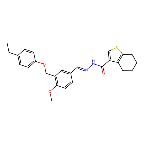 N'-{3-[(4-ethylphenoxy)methyl]-4-methoxybenzylidene}-4,5,6,7-tetrahydro-1-benzothiophene-3-carbohydrazide structure