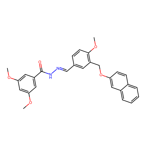 3,5-dimethoxy-N'-{4-methoxy-3-[(2-naphthyloxy)methyl]benzylidene}benzohydrazide structure