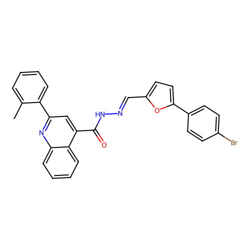 N-[(E)-[5-(4-bromophenyl)furan-2-yl]methylideneamino]-2-(2-methylphenyl)quinoline-4-carboxamide structure