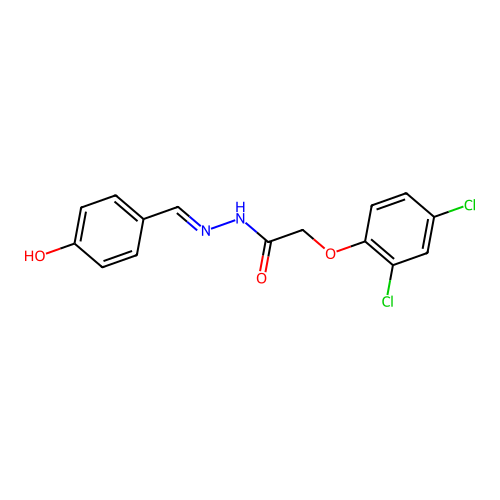 2-(2,4-dichlorophenoxy)-N-[(4-hydroxyphenyl)methylideneamino]acetamide structure