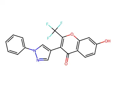 7-Hydroxy-3-(1-phenyl-1H-pyrazol-4-YL)-2-(trifluoromethyl)-4H-chromen-4-one structure