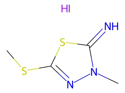 2-Amino-3-methyl-5-(methylthio)-1,3,4-thiadiazolium iodide structure