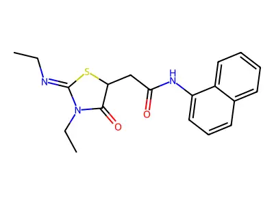 2-(3-ethyl-2-ethylimino-4-oxo-1,3-thiazolidin-5-yl)-N-naphthalen-1-ylacetamide structure