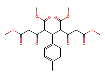 Tetramethyl 2,6-dioxo-4-(p-tolyl)heptane-1,3,5,7-tetracarboxylate structure