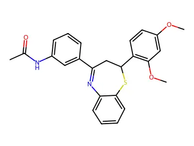 N-{3-[2-(2,4-dimethoxyphenyl)-2,3-dihydro-1,5-benzothiazepin-4-yl]phenyl}acetamide structure