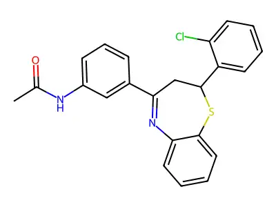 N-{3-[2-(2-chlorophenyl)-2,3-dihydro-1,5-benzothiazepin-4-yl]phenyl}acetamide structure