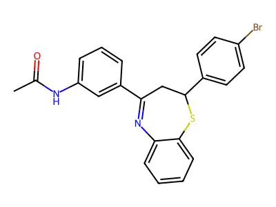 N-{3-[2-(4-bromophenyl)-2,3-dihydro-1,5-benzothiazepin-4-yl]phenyl}acetamide structure
