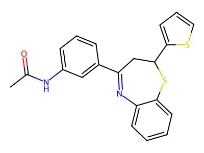 N-[3-(2-thiophen-2-yl-2,3-dihydro-1,5-benzothiazepin-4-yl)phenyl]acetamide structure