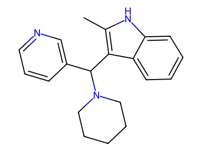 2-methyl-3-(piperidin-1-yl(pyridin-3-yl)methyl)-1H-indole structure