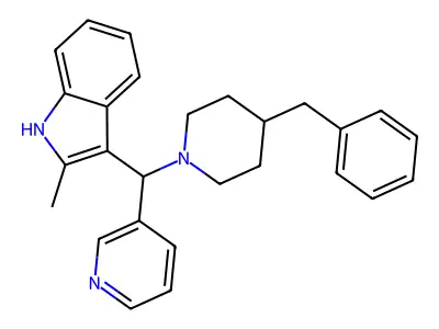 3-((4-benzylpiperidin-1-yl)(pyridin-3-yl)methyl)-2-methyl-1H-indole structure